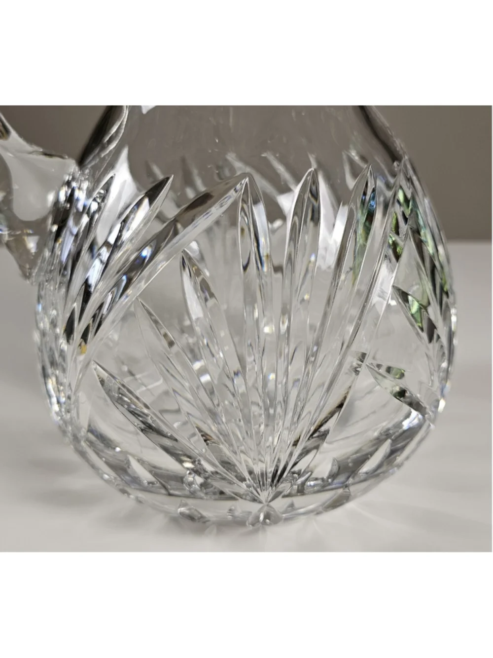 Vintage Heavy 24% Lead Crystal Water Pitcher Jug 4.7 lbs Fan Cut Rare Find
